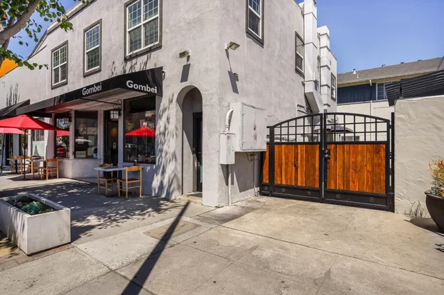 a front view of a building with street view