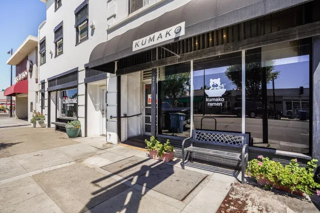 a front view of a building with glass door