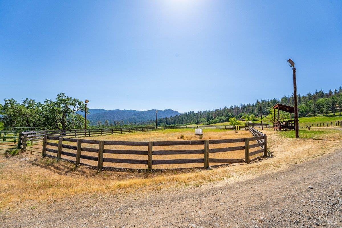 125 Cedar Gulch Road Hayfork, CA 96041 - Photo 26 of 57 a view of a terrace with a bench