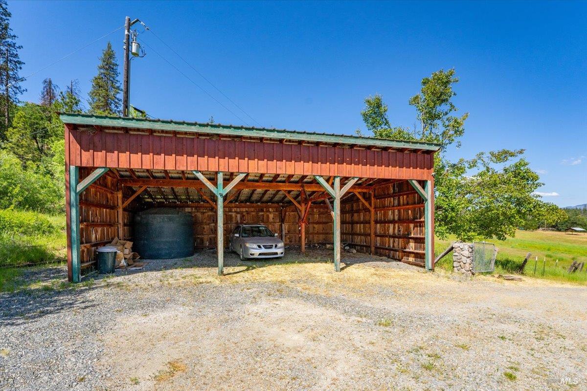 125 Cedar Gulch Road Hayfork, CA 96041 - Photo 47 of 57 a view of a wooden house with a outdoor space