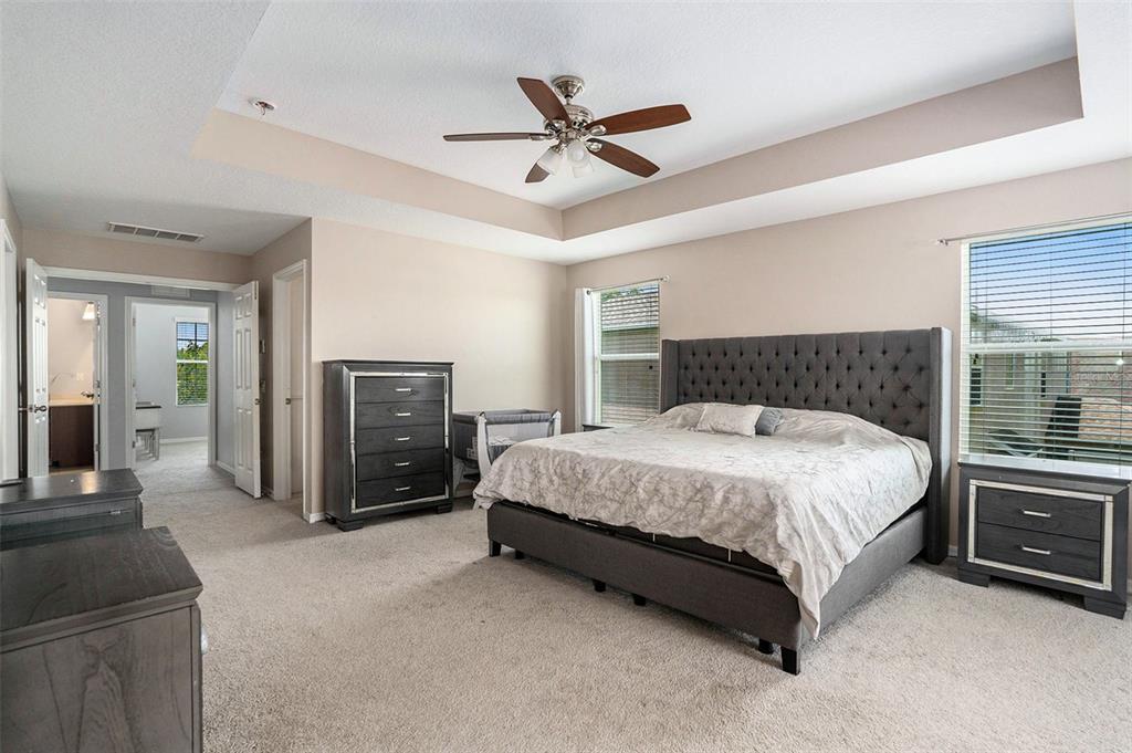 10737 Breaking Rocks Drive Tampa, FL 33647 - Photo 18 of 28 a bedroom with a bed and ceiling fan