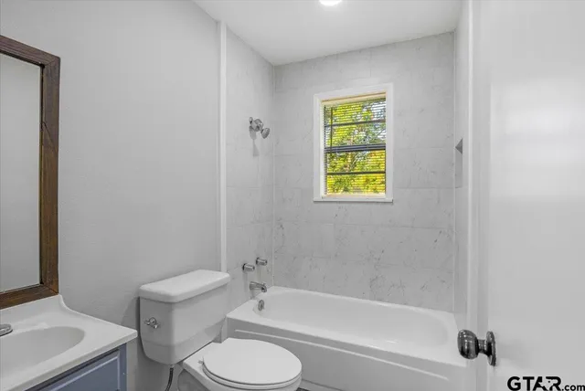 a bathroom with a toilet and a bathtub