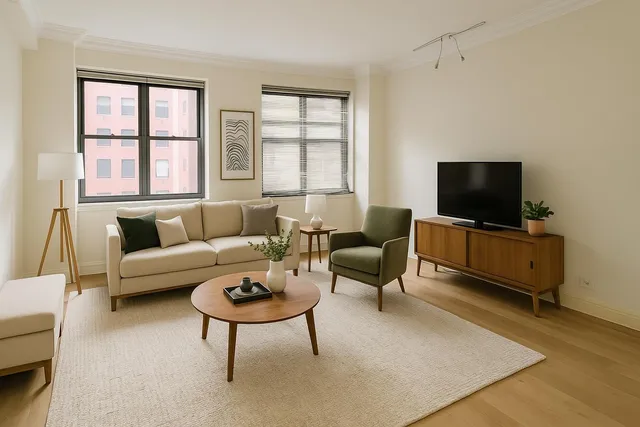 a living room with furniture and a flat screen tv