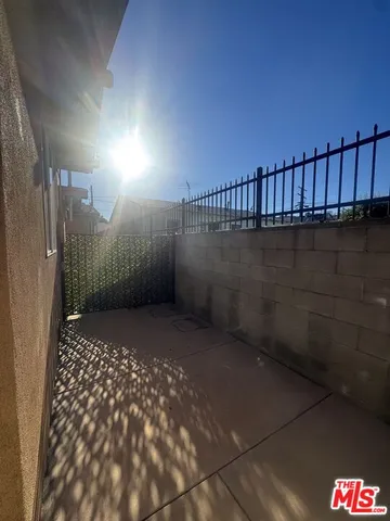 a hallway with seating space