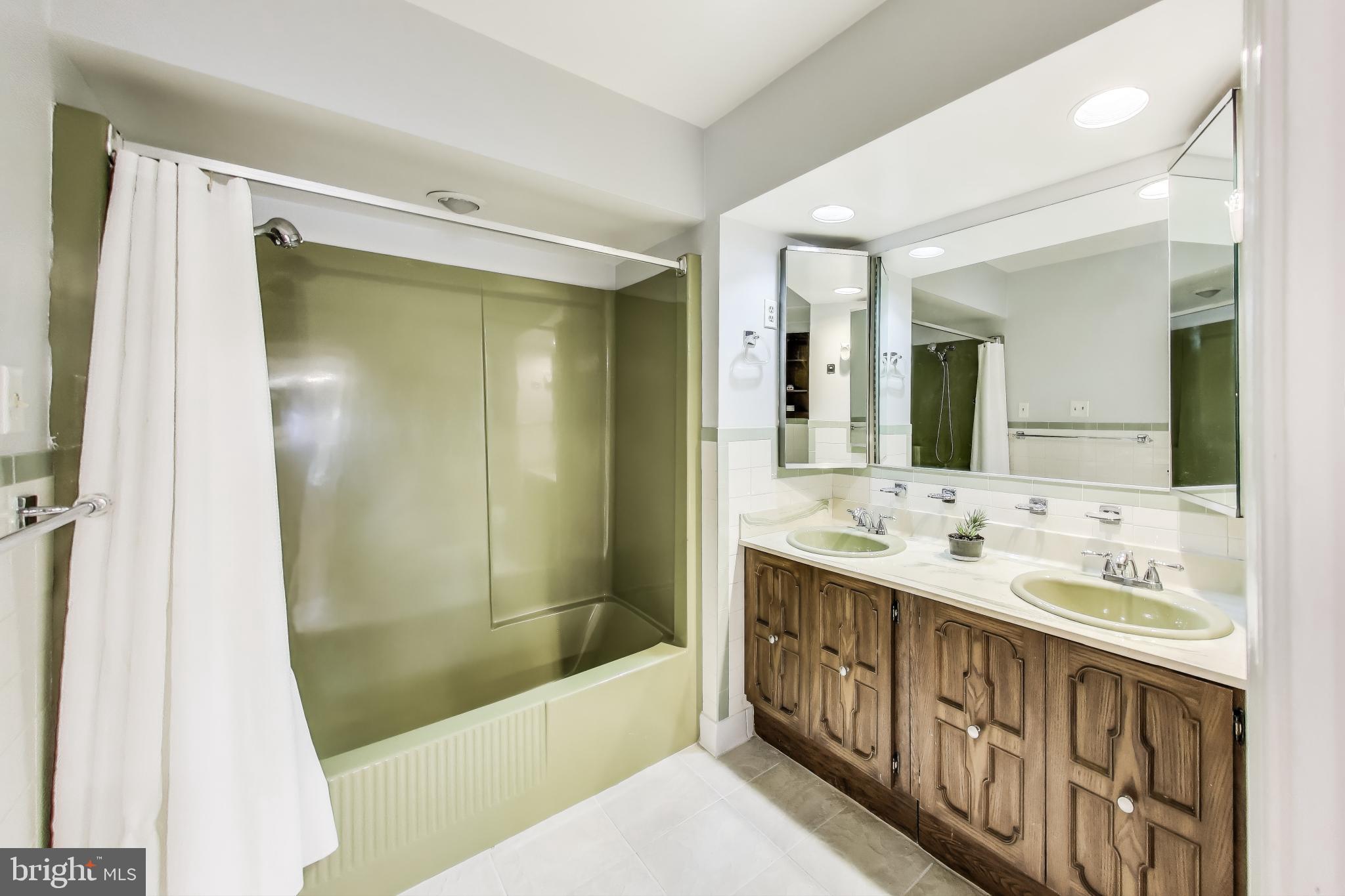 805 Islington Street Silver Spring, MD 20910 - Photo 19 of 50 a bathroom with a double vanity sink and a mirror