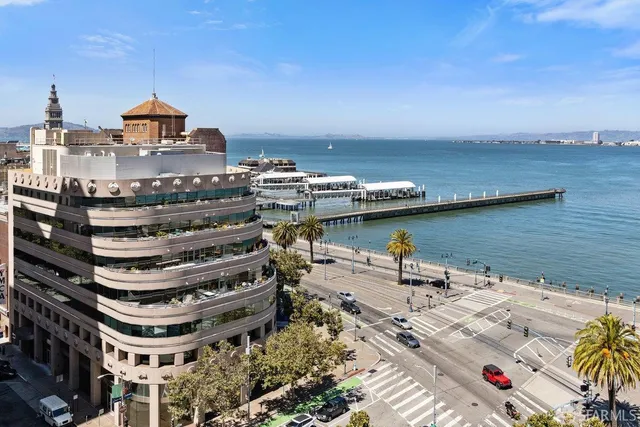 a bedroom with a bed a bookshelf and a potted plant