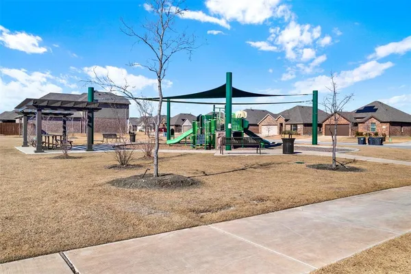 a view of a park with lots of palm trees