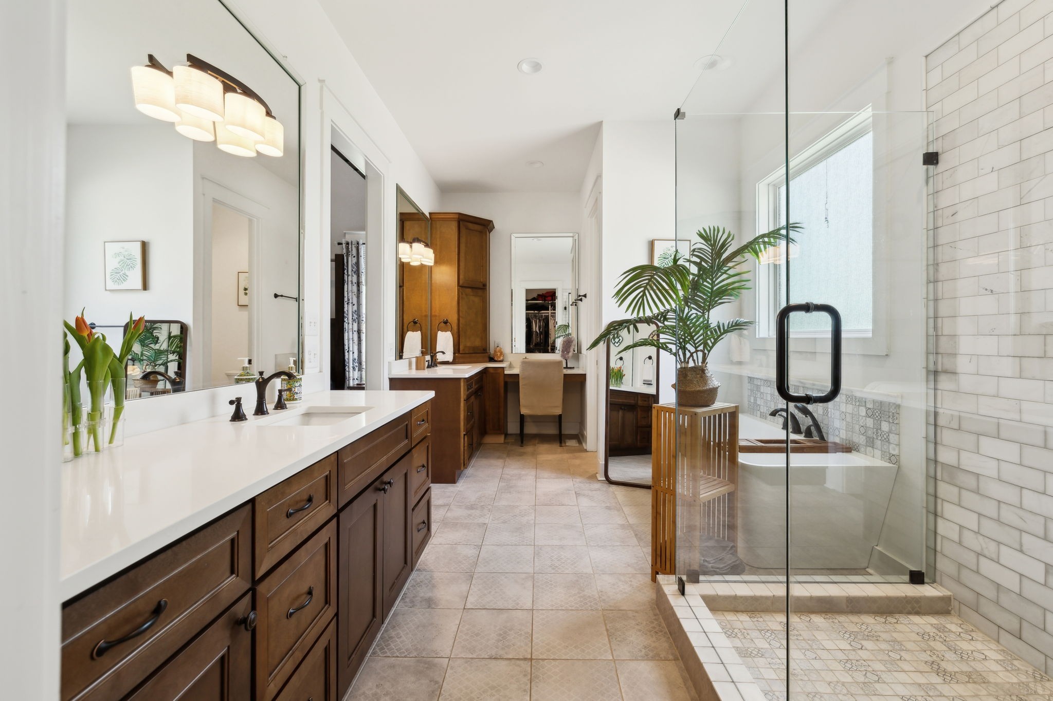 273 Halltown Road Cottontown, TN 37048 - Photo 36 of 65 a spacious en suite bathroom with a granite countertop sink and a mirror