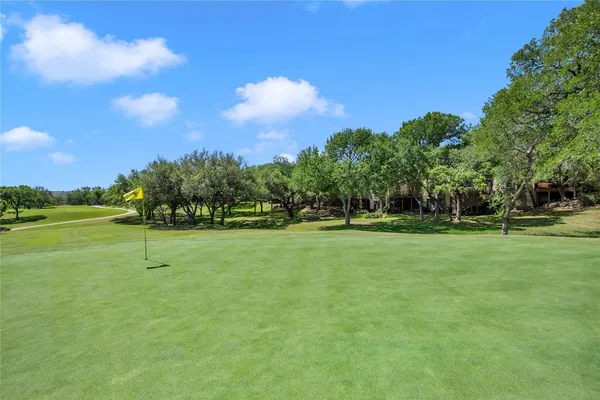 a view of yard with grass & trees