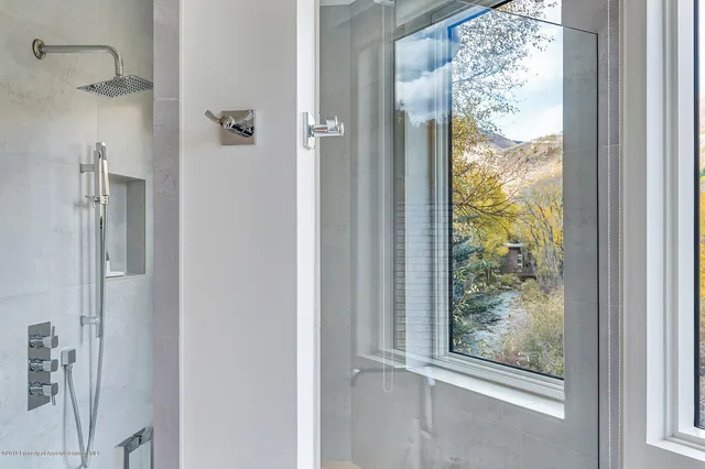 a view of a glass door with a glass door