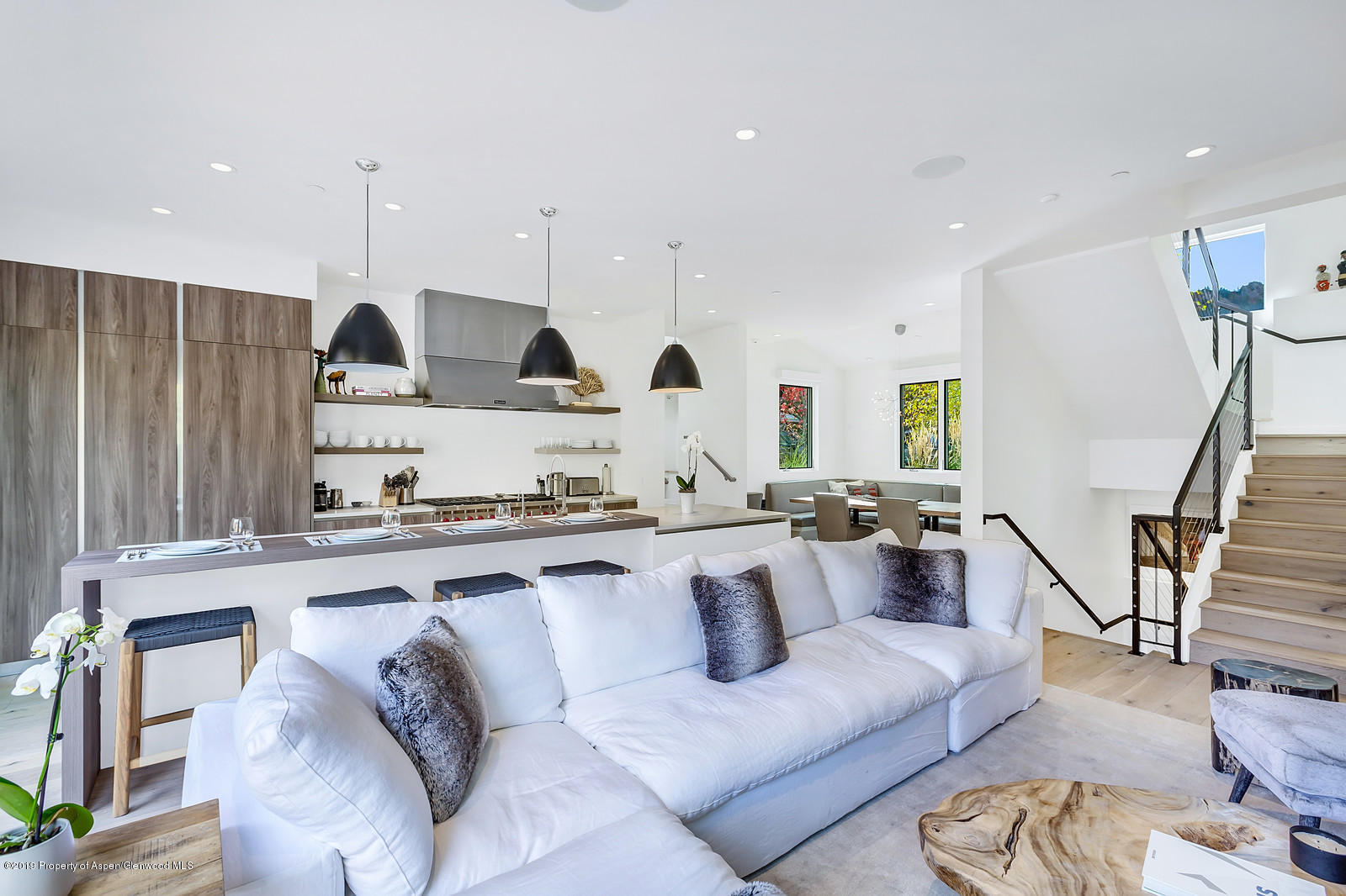 1098 Waters Avenue Aspen, CO 81611 - Photo 3 of 45 a living room with furniture kitchen area and a wooden floor