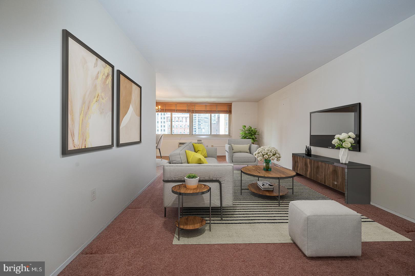 1919 Chestnut Street, Unit 1016 Philadelphia, PA 19103 - Photo 2 of 17 Virtually Staged Living Room