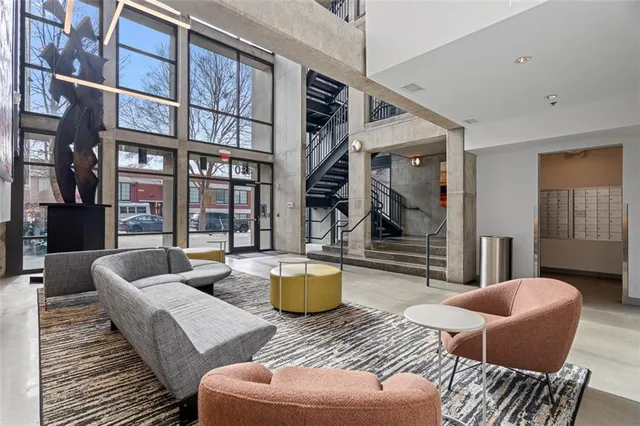 a outdoor space with seating area