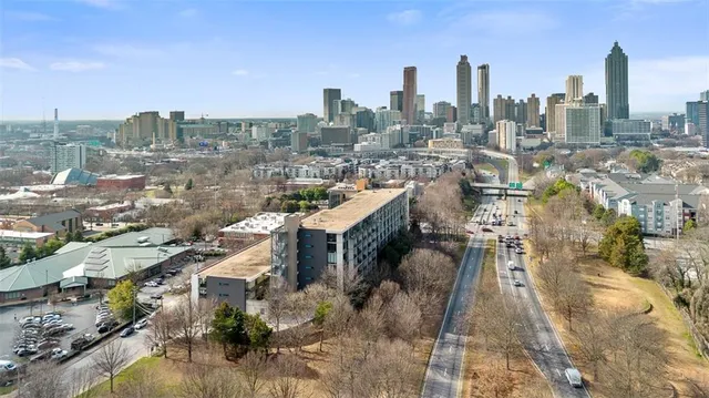 an aerial view of a city