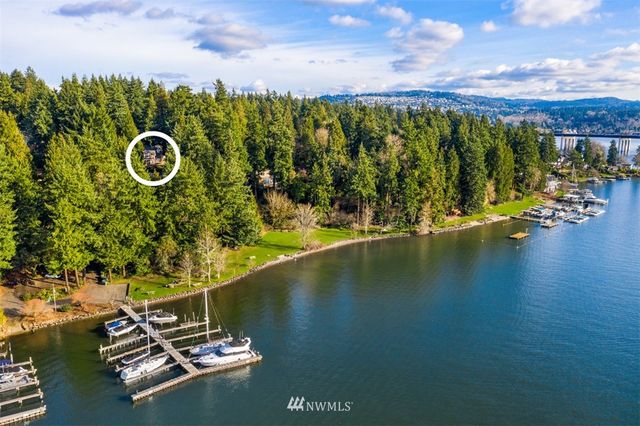 a view of a lake with a mountain