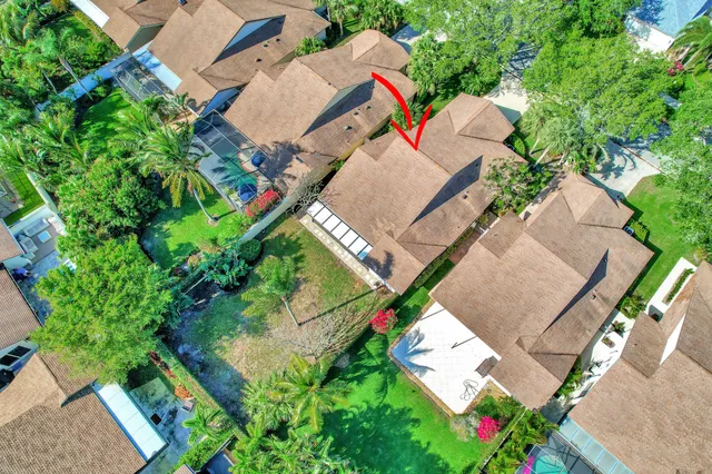 an aerial view of a house