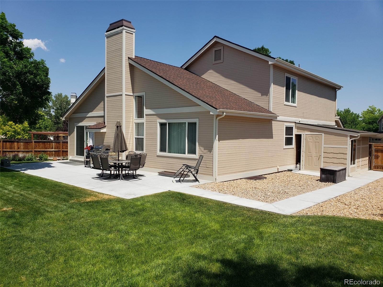 9879 Concord Court Highlands Ranch, CO 80130 - Photo 31 of 36 a view of a patio with chairs and a yard