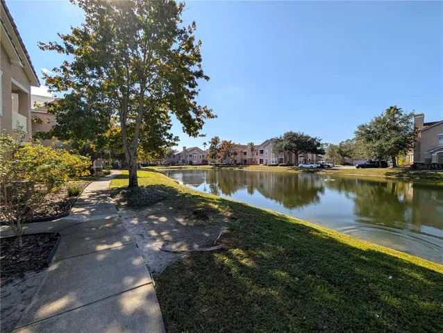 a view of a lake with houses