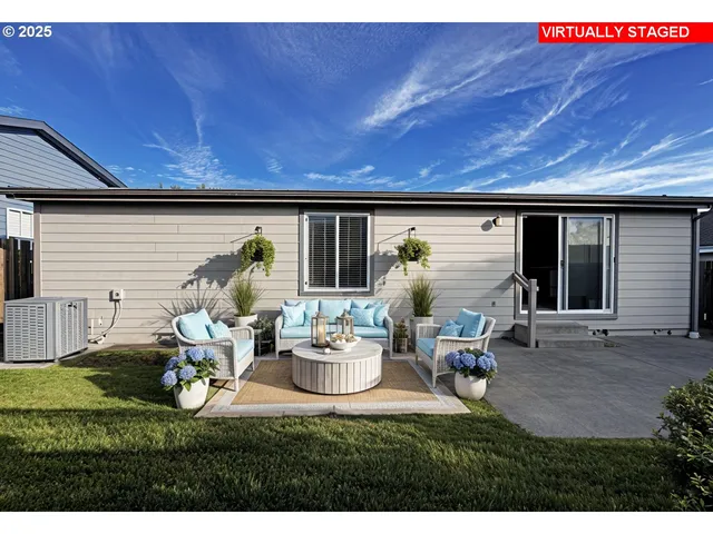 a view of an outdoor space with seating