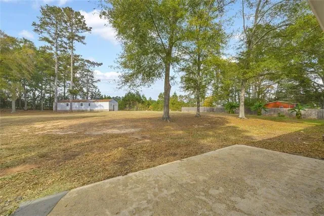 a view of a trees with basketball court