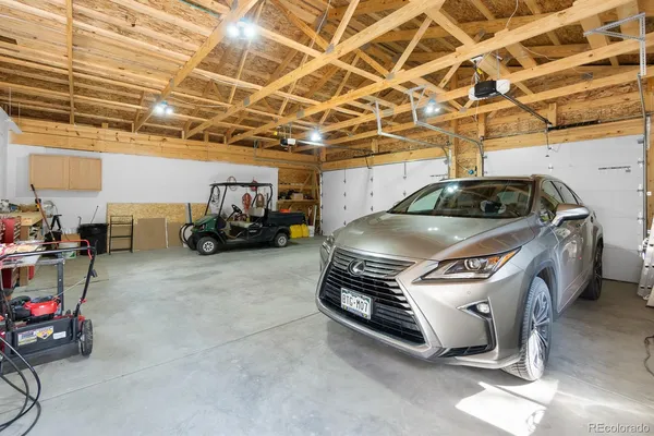 a car parked in a garage