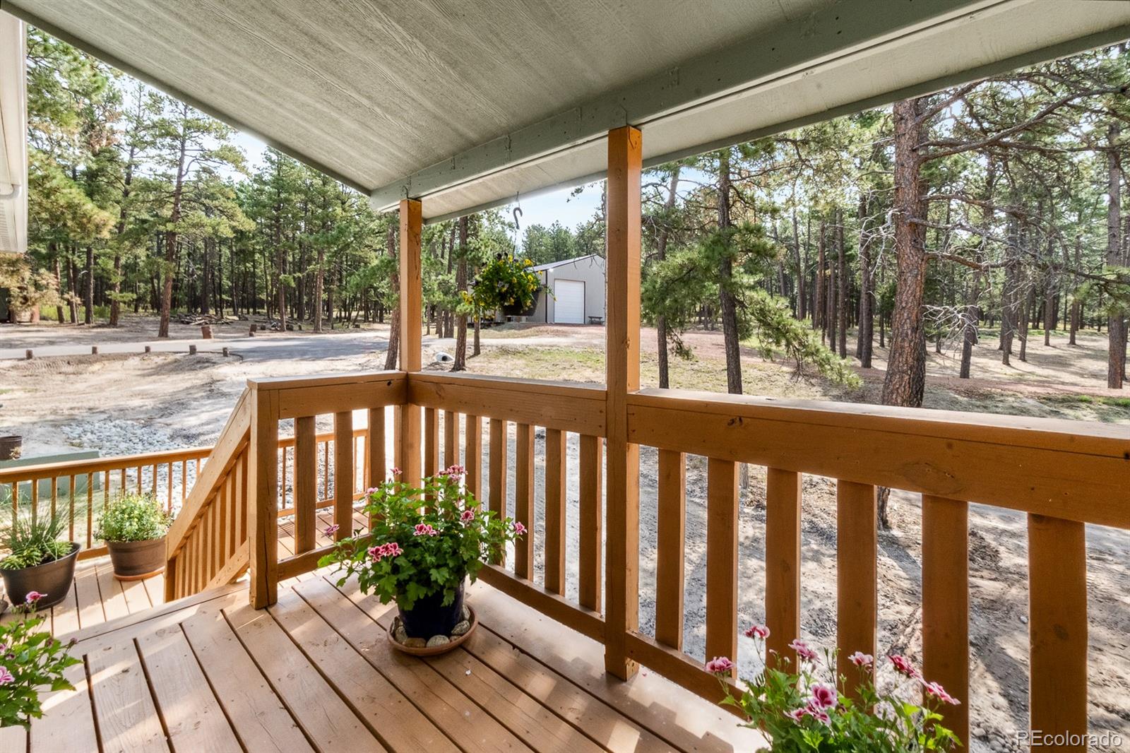 11374 Ridgewood Way Kiowa, CO 80117 - Photo 9 of 49 a view of a balcony with wooden floor