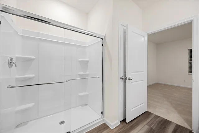 a bathroom with a bathtub