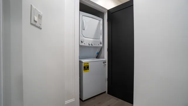 a view of a room with racks on the wall