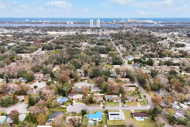 an aerial view of a city