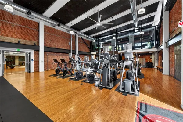 a view of a room with gym equipment