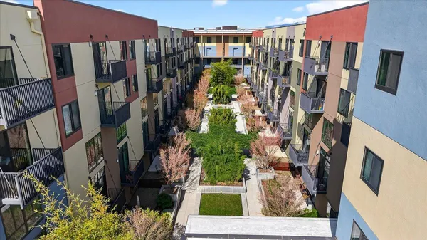 a view of a city with tall buildings