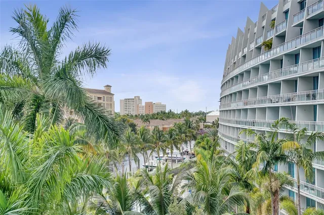 a view of a city with tall buildings