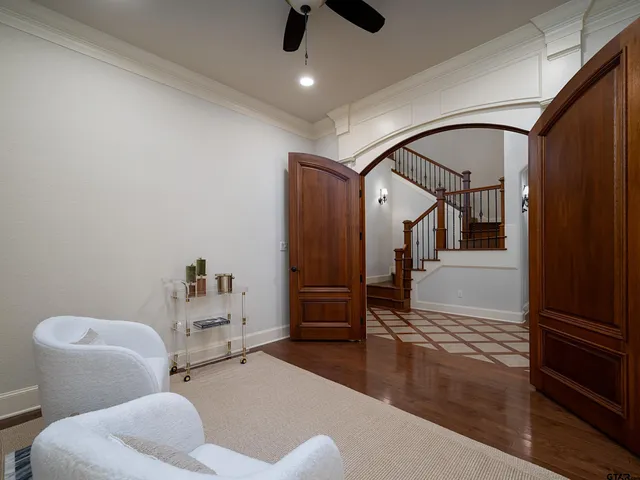 a living room with furniture