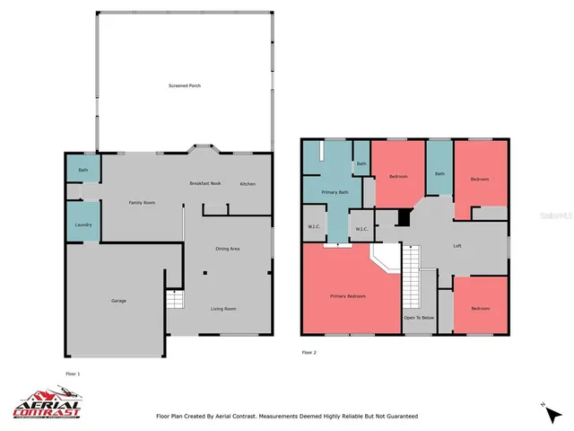 an aerial view of residential houses with outdoor space and swimming pool