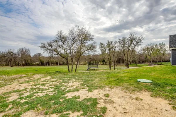 a view of a field with an trees