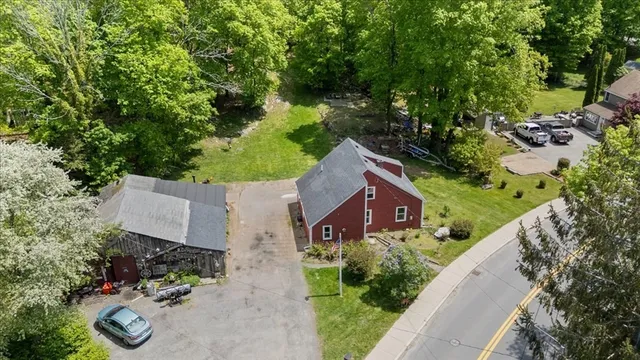 an aerial view of a house