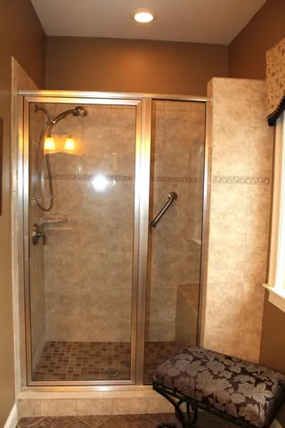 a bathroom with a shower