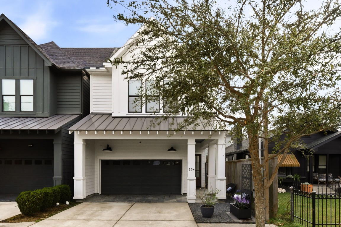 Built in 2020 and tucked into one of the most desirable pockets of the Heights, this home blends clean architectural lines with timeless curb appeal. The extended double driveway provides rare additional off-street parking, a true convenience in this neighborhood. Just steps from the Hike & Bike and M-K-T Trails, Heights Mercantile, and local dining favorites, the location offers the walkable lifestyle buyers love.