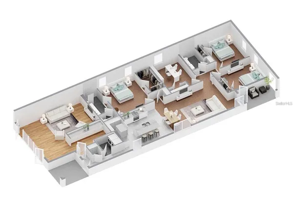 an aerial view of a house