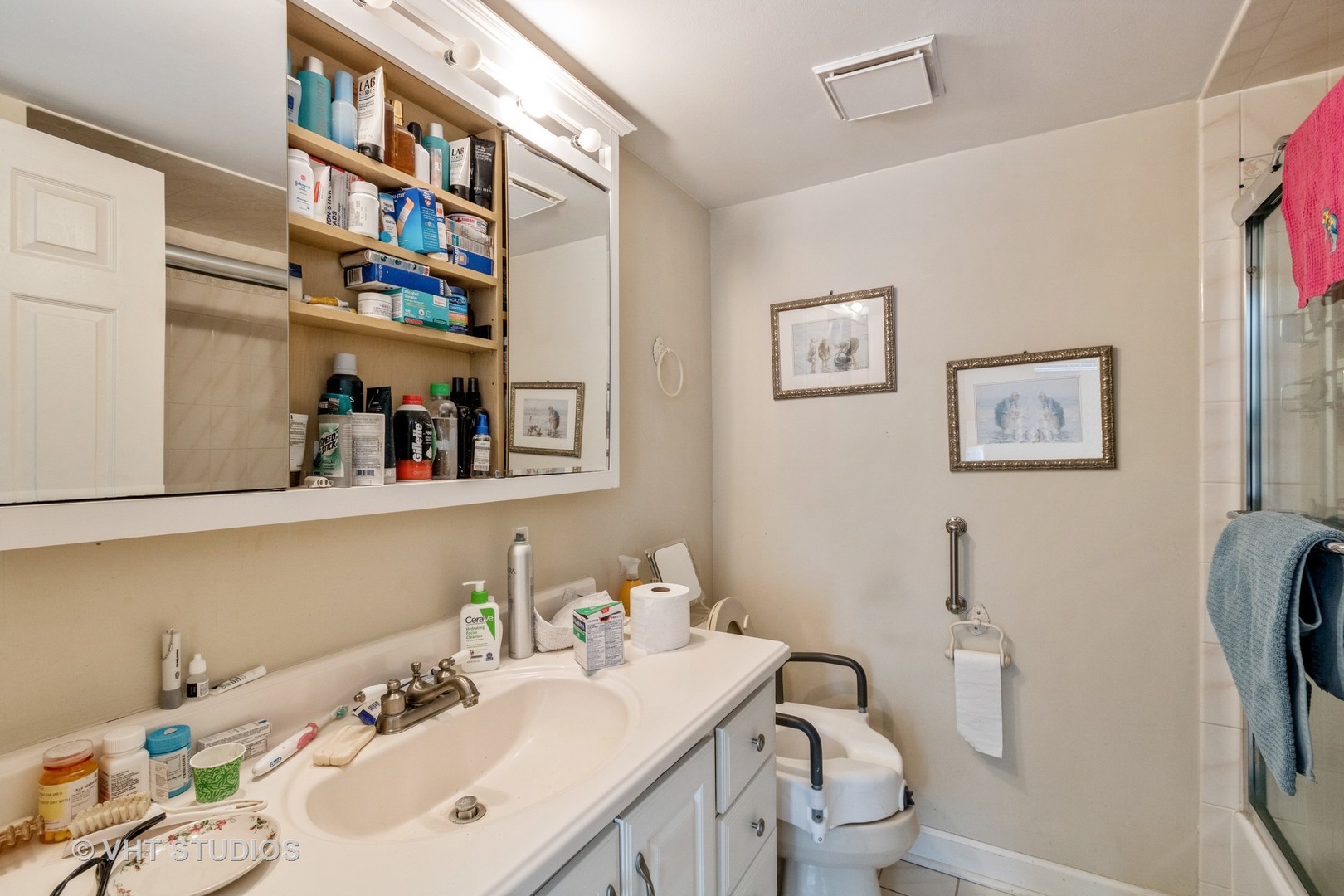 70 Cedar Ridge, Unit C Lake Barrington, IL 60010 - Photo 7 of 18 a bathroom with a sink a toilet and a mirror