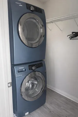 a utility room with a washer and dryer