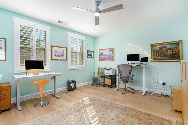 a backyard of a house with lots of green space