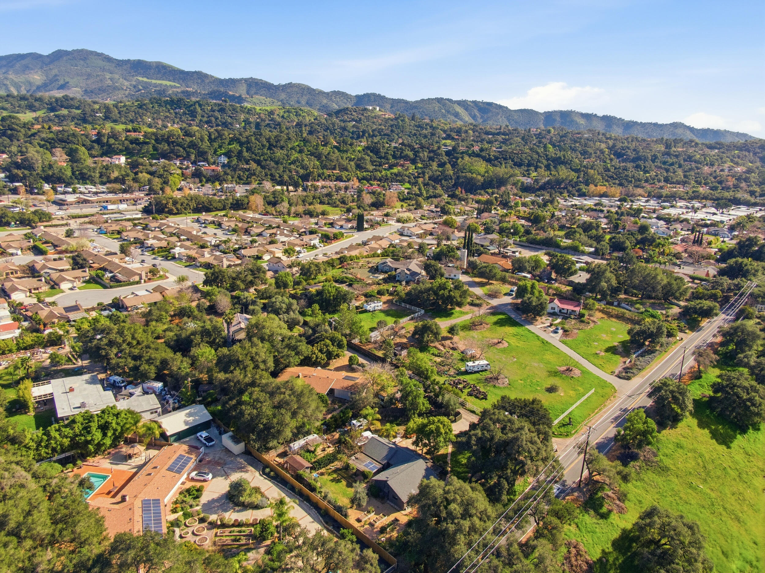1794 South Rice Road Ojai, CA 93023 - Photo 28 of 33 an aerial view of residential house with parking and mountains