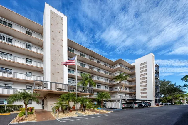 a front view of a building with street