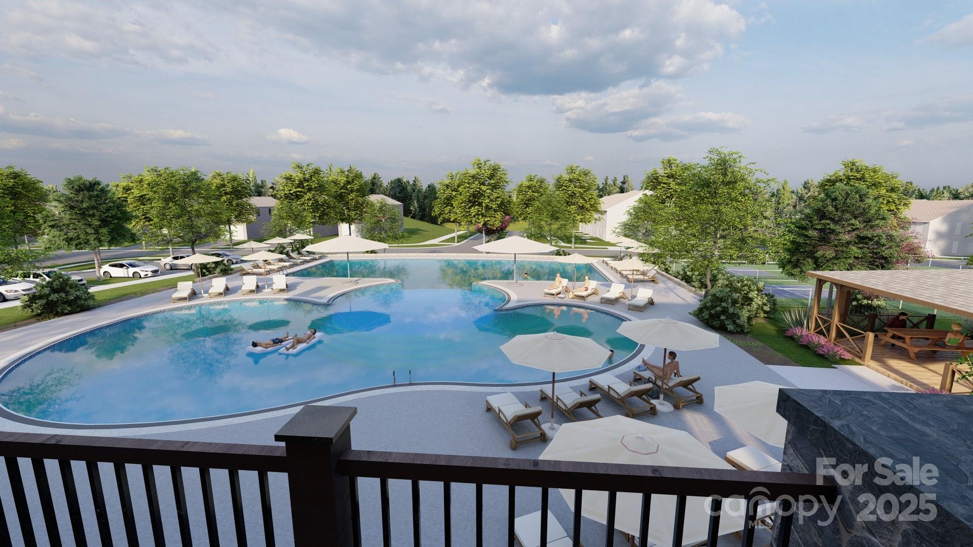 4262 Skyboat Circle Fort Mill, SC 29715 - Photo 36 of 44 a view of a balcony with furniture and a garden