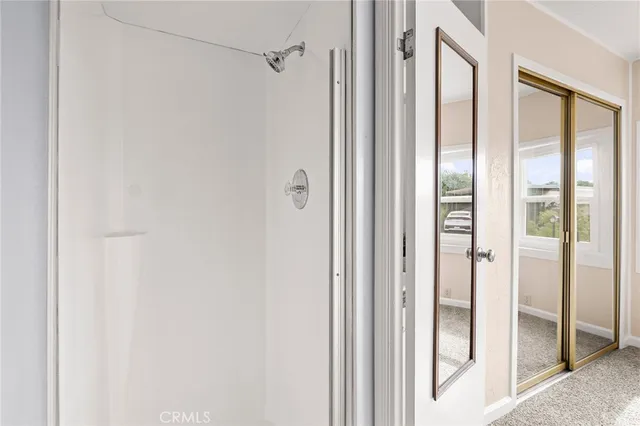 a view of a bathroom from a bathroom