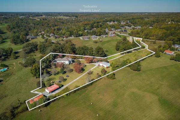 an aerial view of a house