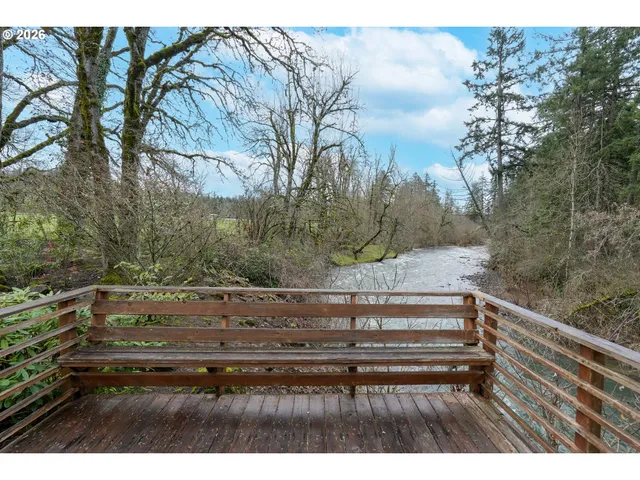 a aerial view of a house with a yard and large trees