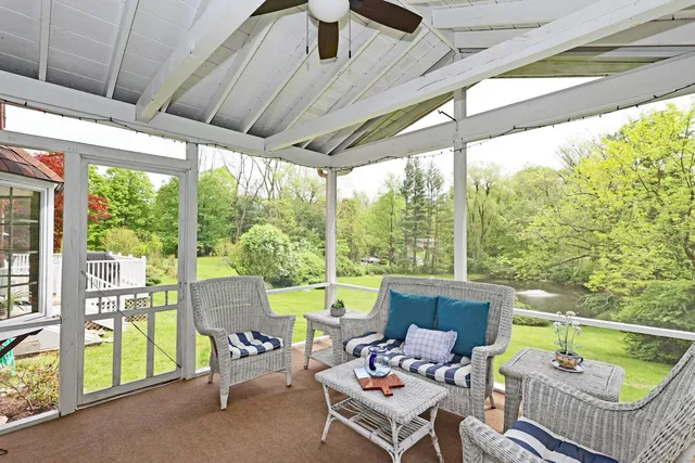 a outdoor space with furniture and garden view
