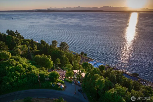 a aerial view of a house with a garden
